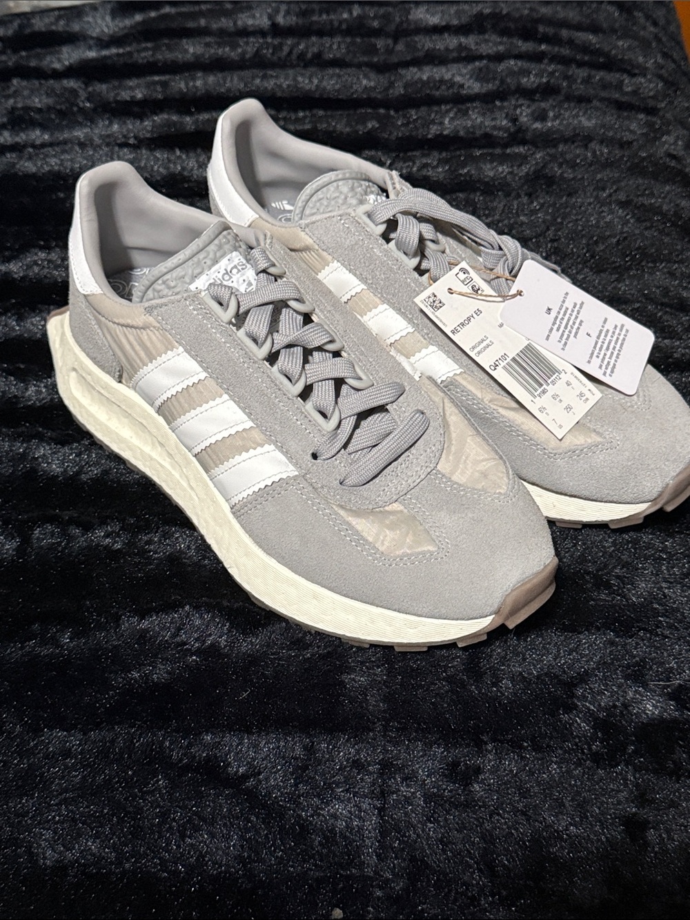 adidas Grey and White Suede Classic Runner Sneakers